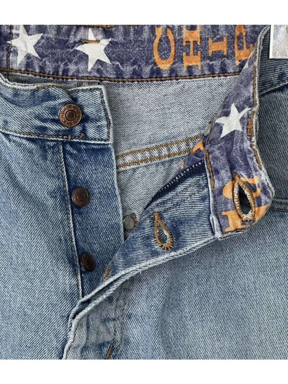 Chipie Vintage Jeans Womens 31 (28x26) Baggy Mid Rise Light Wash 90s Embroidered